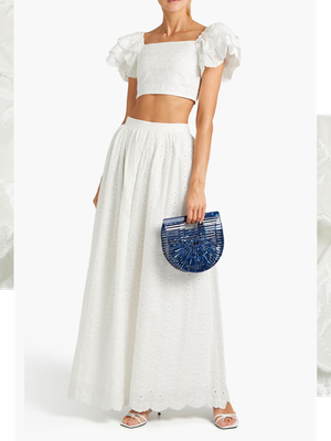 Cropped Ruffled Broderie Anglaise Cotton Top, £180 (was £328) | Caroline Constas