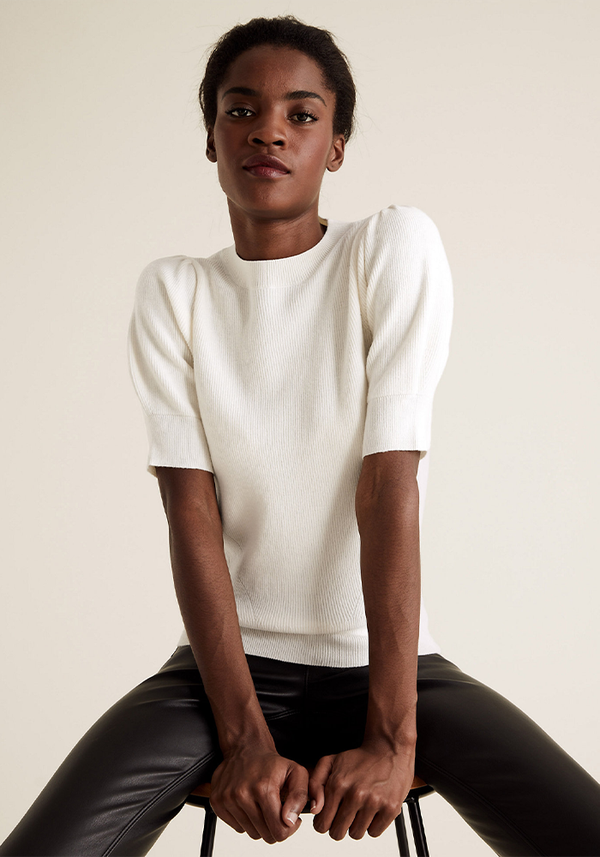 Soft Touch Knitted Puff Sleeve Top, £19.50