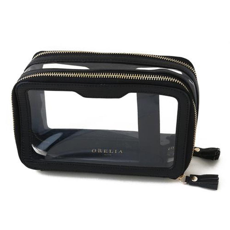 Black Croc Double Perspex Beauty Bag from Orelia