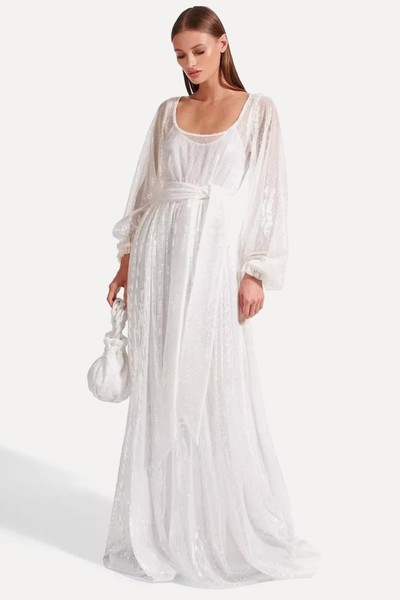 White Sequin Gown from Staud