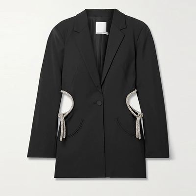 Crystal-Embellished Cutout Wool-Blend Blazer from Christopher Esber