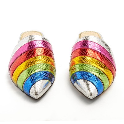 Rainbow Snakeskin- Effect Leather Backless Loafers from Charlotte Olympia