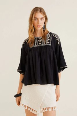 Embroidered Cotton Blouse from Mango