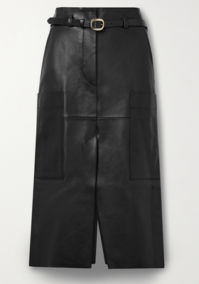Randy B Belted Leather Midi Skirt from Petar Petrov