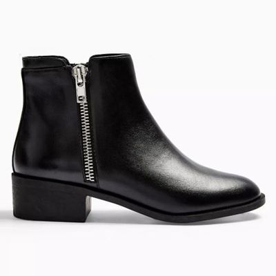 Black Zip Flat Boots