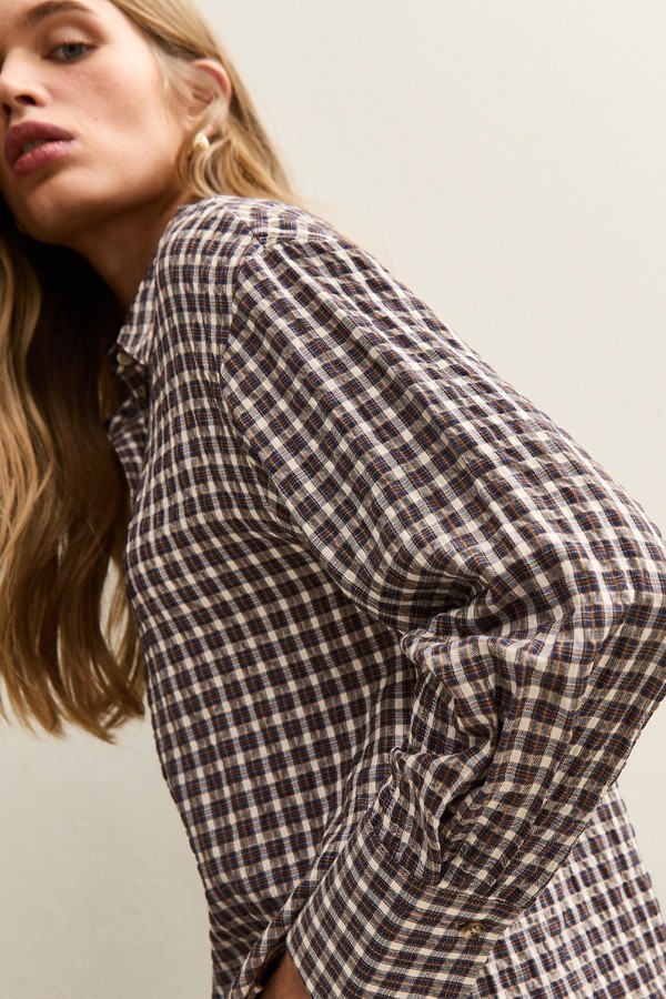 Textured Checked Oversized Shirt