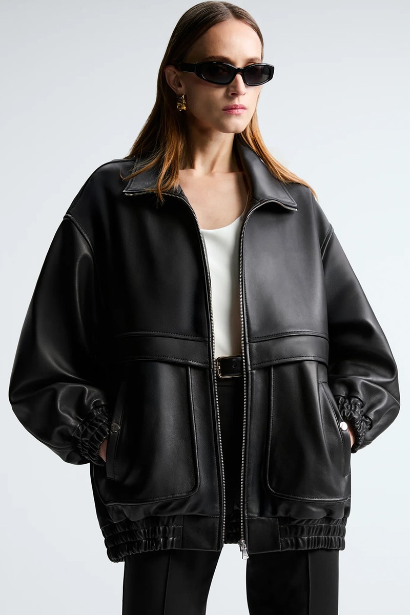 Beck Leather Bomber Jacket from Nour Hammour