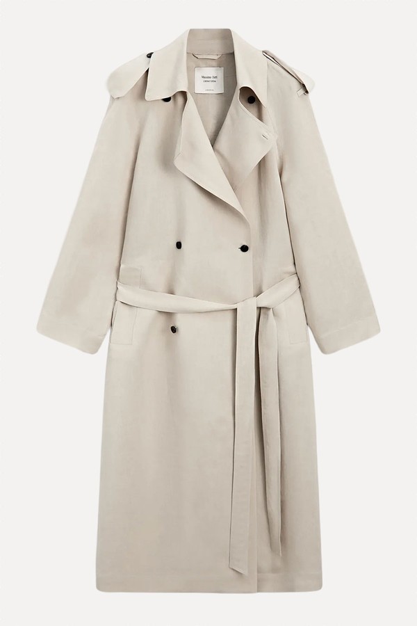 Oversize Linen Blend Trench Coat from Massimo Dutti