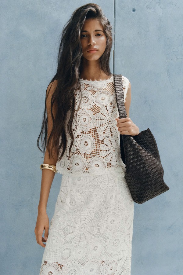 Embroidered Top With Openwork Details
