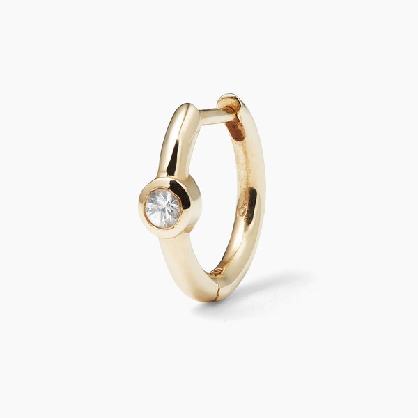 Single White Sapphire Gold Hoop from Otiumberg