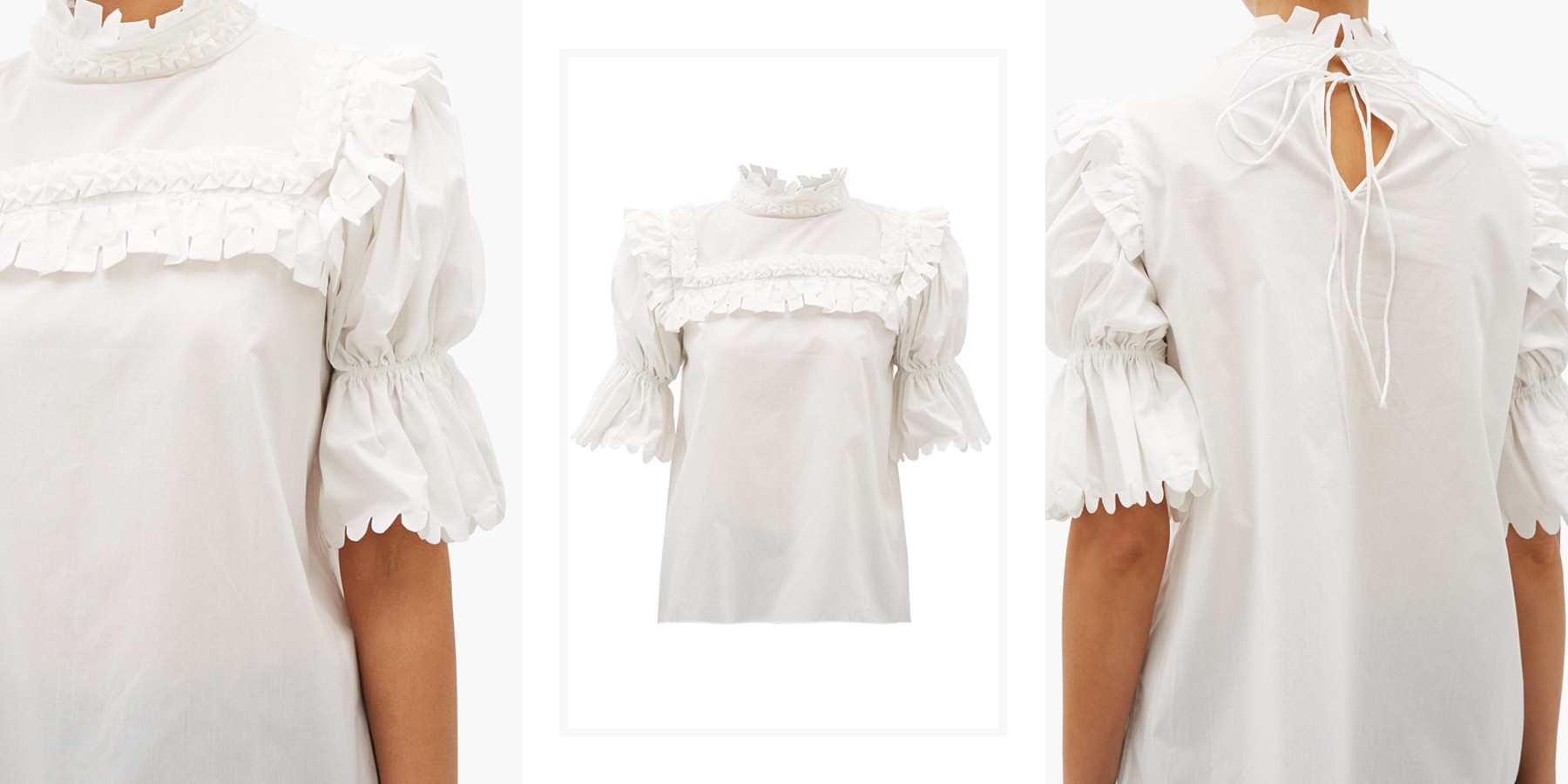 Lucy Ruffle-Bib Cotton-Poplin Blouse, £438 | Horror Vacui
