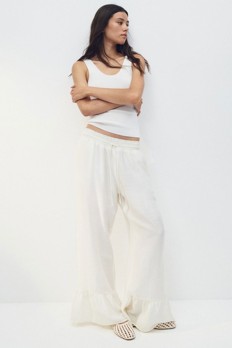 Frill-Trimmed Drawstring Trousers