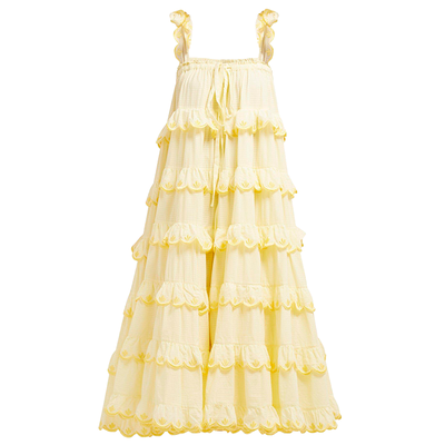 Iva Biigdres Scallop Frill Midi Yellow Dress from Innika Choo