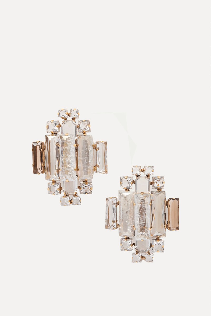 Oversized Crystal Clip Earrings from  Saint Laurent