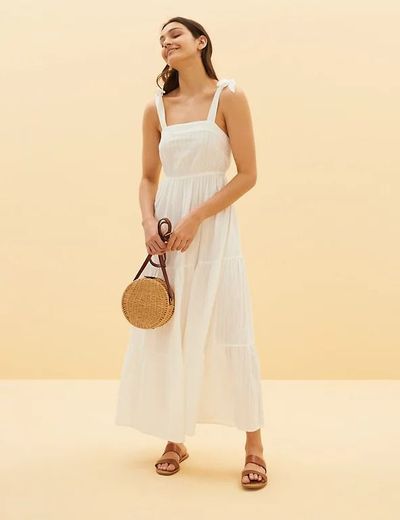 Pure Cotton Midi Slip Beach Dress