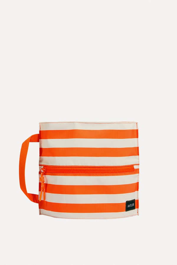 Stripe Poolside Pouch In Coral