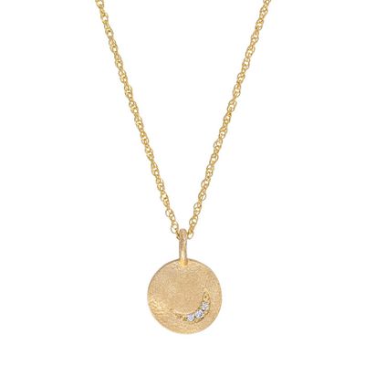 Solid Gold Sun Moon & Stars Disc Necklace