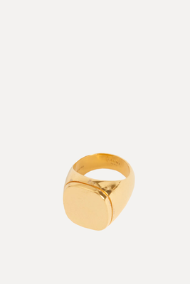 Gold Chunky Preowned Signet Ring from Celine 