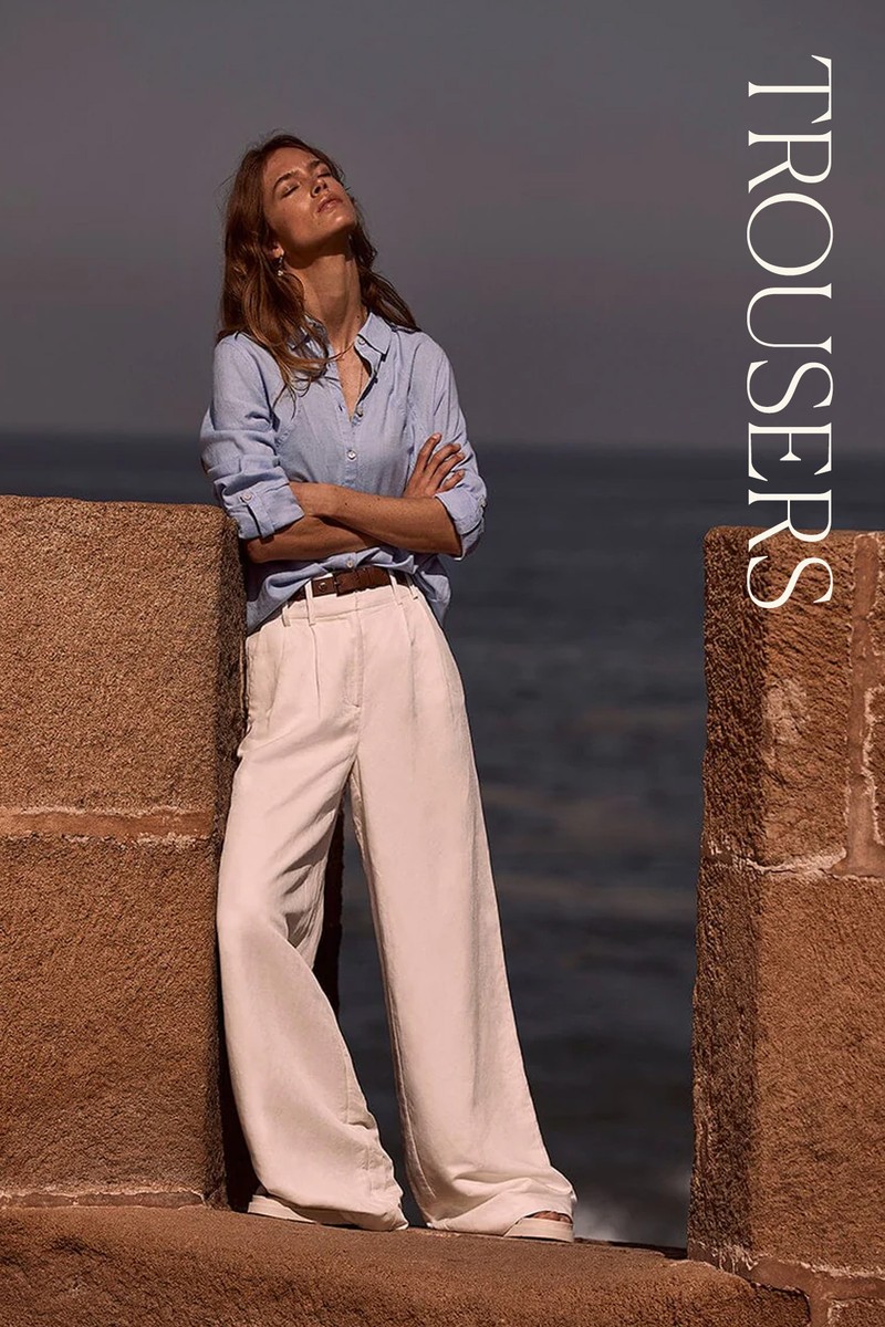 White Linen Blend Trousers from Mint Velvet