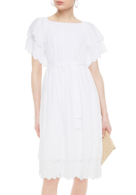 Dee Tiered Belted Broderie Anglaise Voile Midi Dress from Melissa Odabash