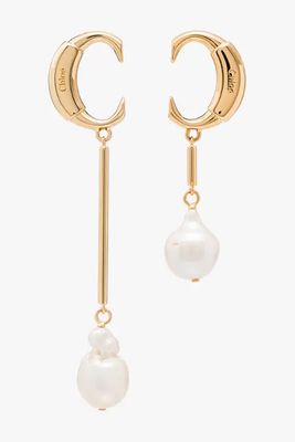 Gold Tone Darcey Baroque Pearl Drop Earrings from Chloé