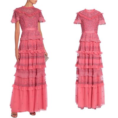 Ruffled Tiered Embroidered Tulle Gown from Needle & Thread 