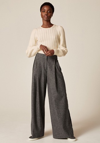 Flannel Adjustable Waist Super Wide-Leg Trouser from Me + Em