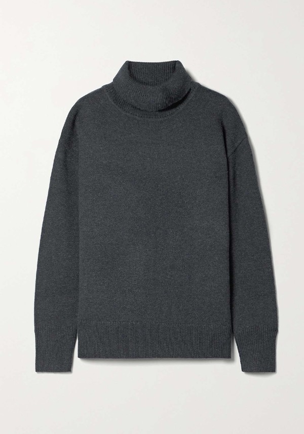 Ribbed Wool Turtleneck Sweater