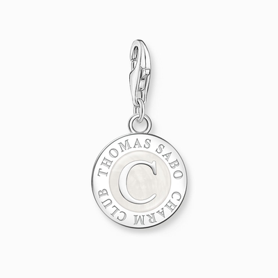 Charm Pendant With Shimmering, White Cold Enamel