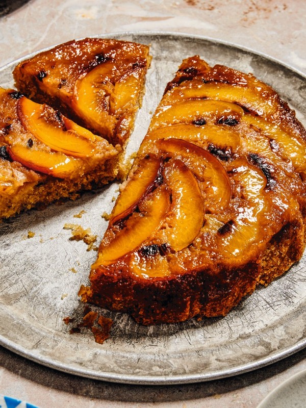 Upside-Down Nectarine Cake With Thyme Cream