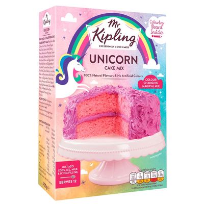 Unicorn Cake Mix from  Mr Kipling