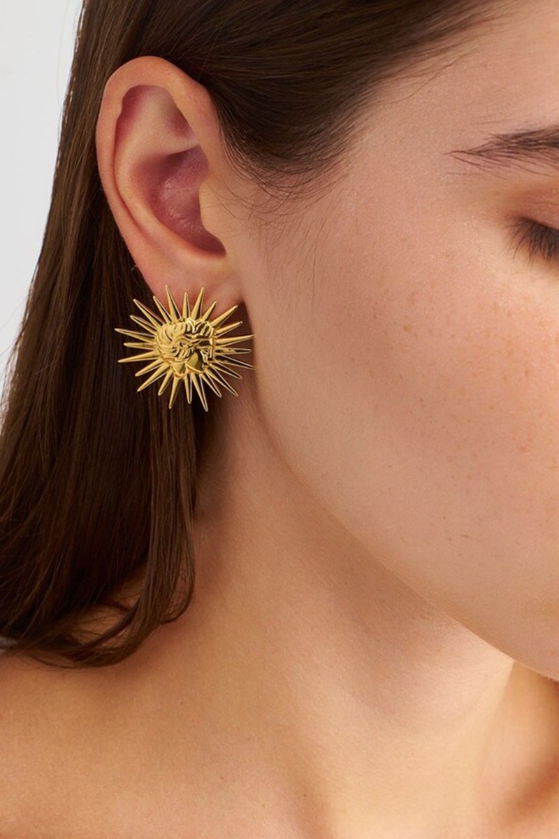 Gold Plated Sun Earrings from Hermina Athens