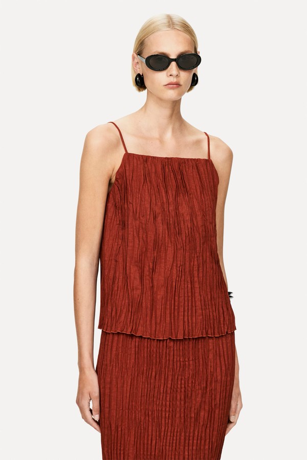 Crinkled Strap Top