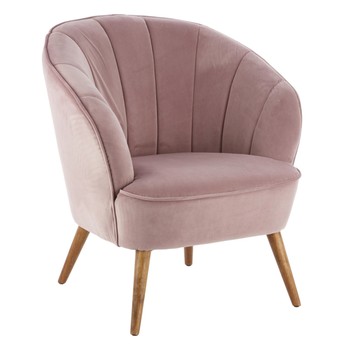 Blush Velvet Channel Back Tub Accent Chair 