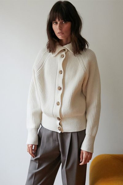 Button Front Ribbed Sweater