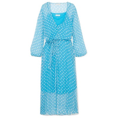 Jemima Printed Silk-Crepon Wrap Midi Dress