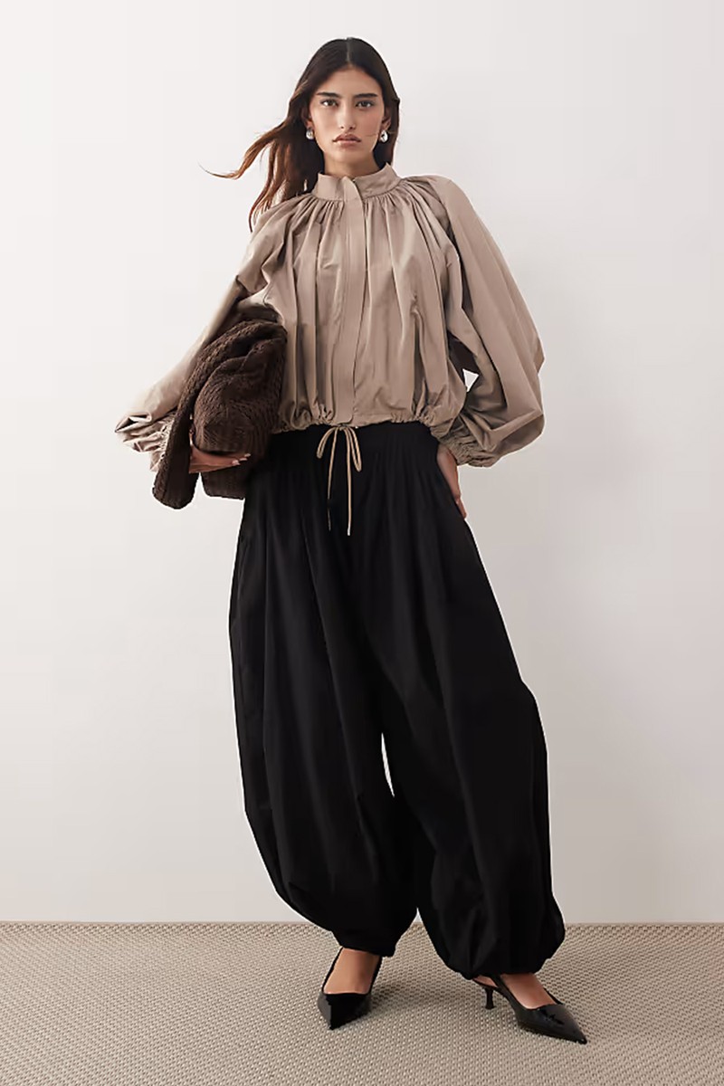 Waist Seam Detail Balloon Cuffed Trousers from Arrange
