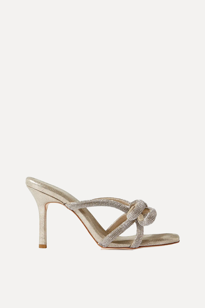 Margi Crystal-Embellished Metallic Suede Mules from Loeffler Randall