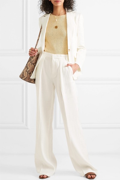 Service Linen-Blend Wide-Leg Pants from Frame