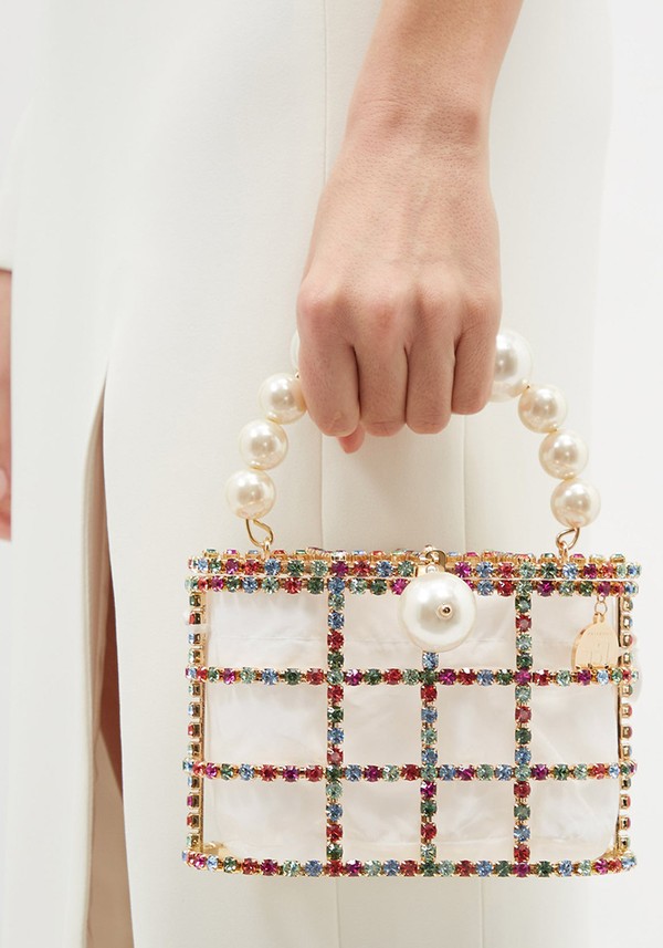 Holli Crystal-Embellished Cage Clutch, £852 | Rosantica