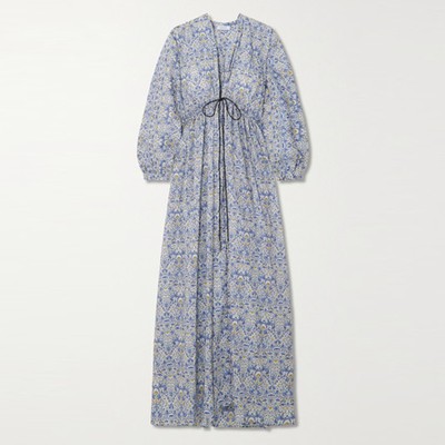 L'Orient Tie-Front Printed Cotton-Poplin Maxi Dress from Nackiye