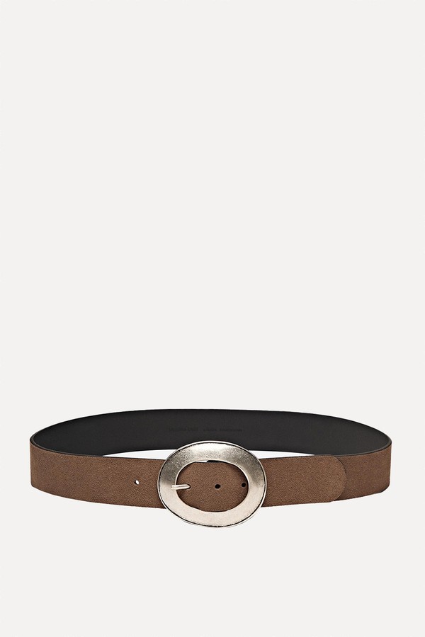 Split Leather Belt With Oval Buckle from Massimo Dutti