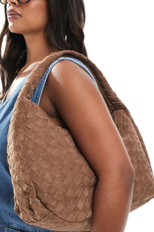 Woven Oversized Faux Suede Shoulder Bag from Glamorous