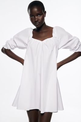 Poplin Dress With Sweatheart Neckline from Zara