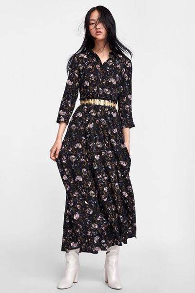 Floral Print Shirt Dress from Zara