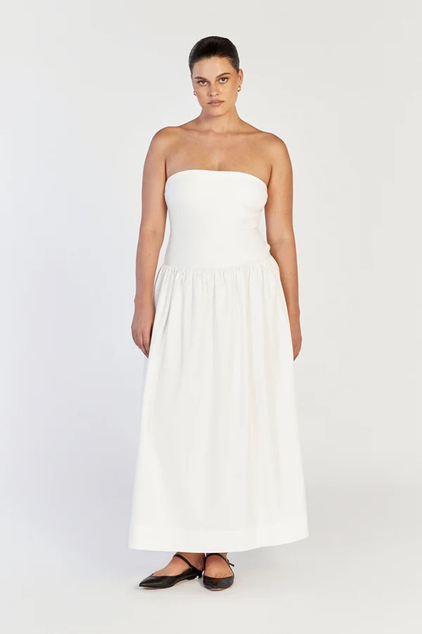 Sophie White Strapless Midi Dress  from Dissh