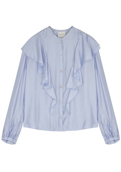 Blue Ruffle-Trimmed Modal-Blend Blouse from Forte_Forte