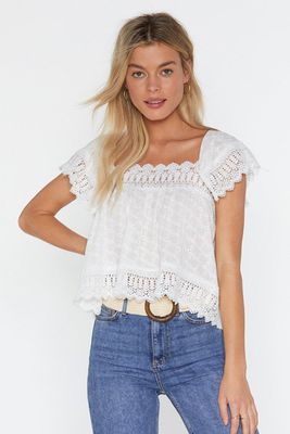 Easier Thread Broderie Anglaise Blouse from Nasty Gal