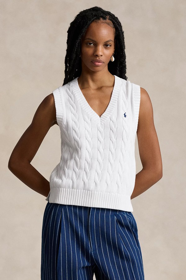 Cable-Knit V-Neck Jumper Waistcoat