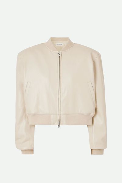 Micky Cropped Faux Leather Bomber Jacket from The Frankie Shop